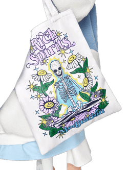 Stylishly Chic: Women's Personality Skull Flower Printed Canvas Tote Bag