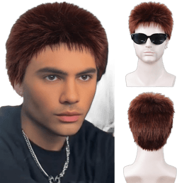SEVENCOLORS Mens Wig Short Auburn Wigs for Men Male Natural Straight Hair Synthetic Wigs Lightweight Buzz Cut Cosplay Daily Wig
