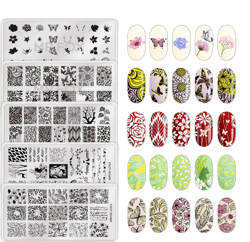 Nail Stamping Plate Set, 5Pcs Nail Art Stamp Kit Templates for Women with Plenty of Images flowers