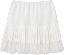 Women Y2K Black White Lace Mini Skirt Low Rise Half Slip Underskirt Ruffle Pleated Layered Flowy Short Skirts A White Large
