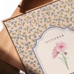 October, Cosmos, Birth Flower Illustration Prints, Digital Downloadable Wall Art, Vintage Painting,  Botanical, Gift Idea