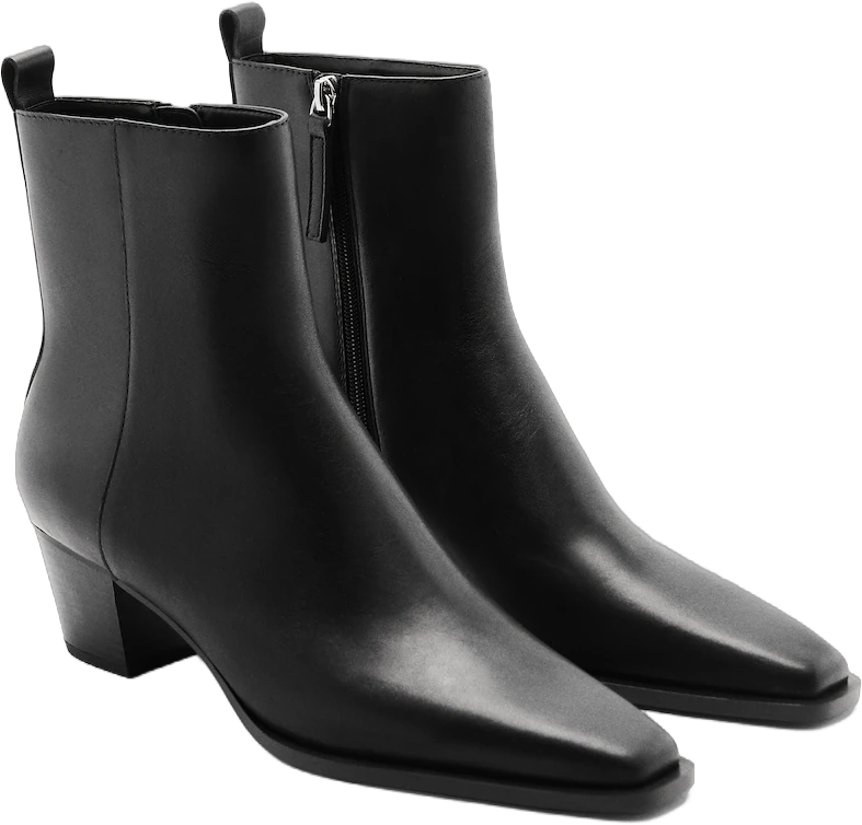 Leather ankle boots with block heel