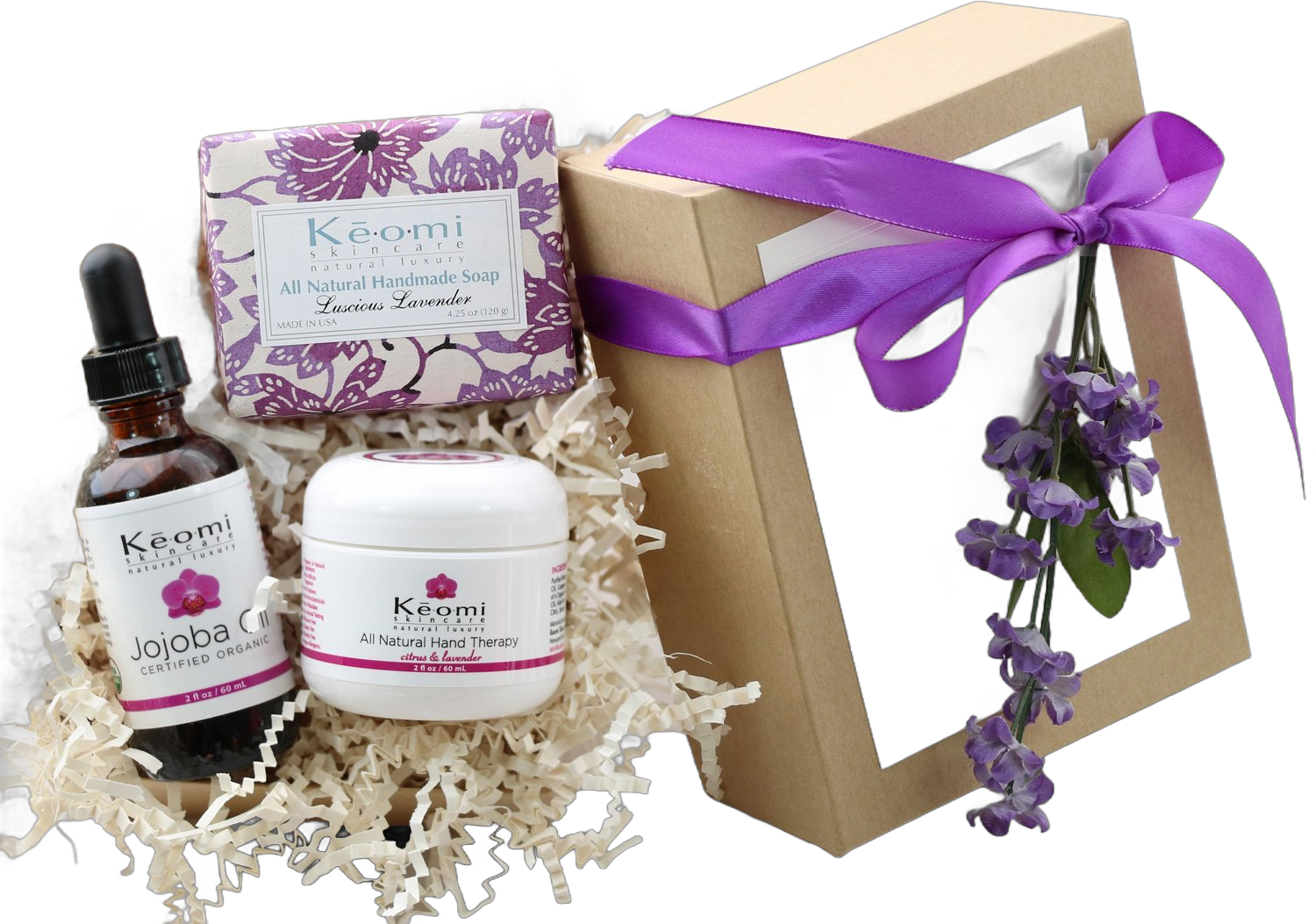 Lavender Organic Handmade Bath and Body Gift Set - by Keomi Naturals - Pamper Them with All Natural Luxury - Scented with Essential Oils - Beautifully Packaged Ready to Give