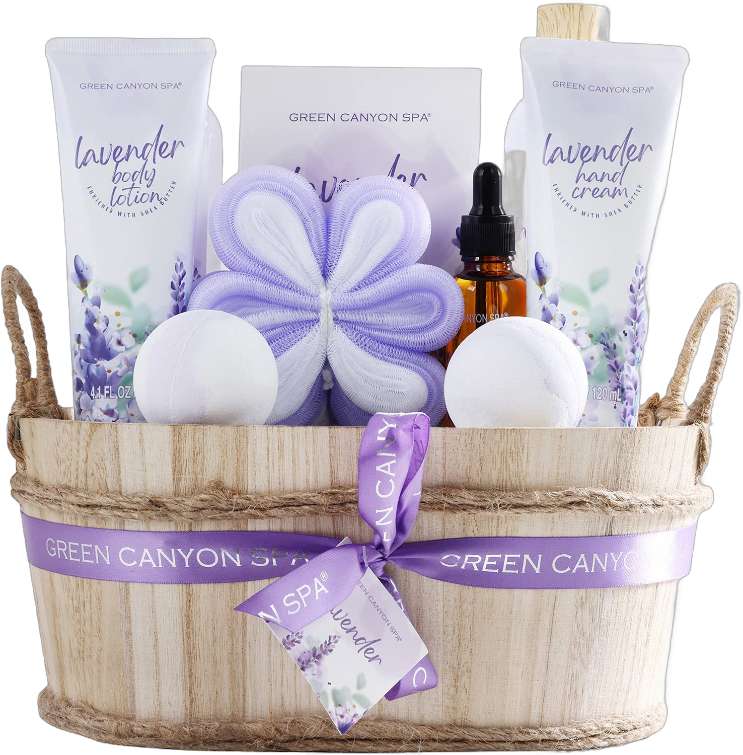 Green Canyon Spa Gift Baskets for Women 11pcs Lavender Bath Gift Sets with Body Lotion,Essential Oil,Spa Gifts for Women,Mothers Day Gift Sets for Her,Bath Sets for Her Gifts Lavender-1
